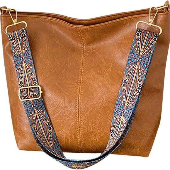 Handbags - Women Crossbody Hobo Bag Vegan Leather Shoulder Purse Tote with Adjustable Strap